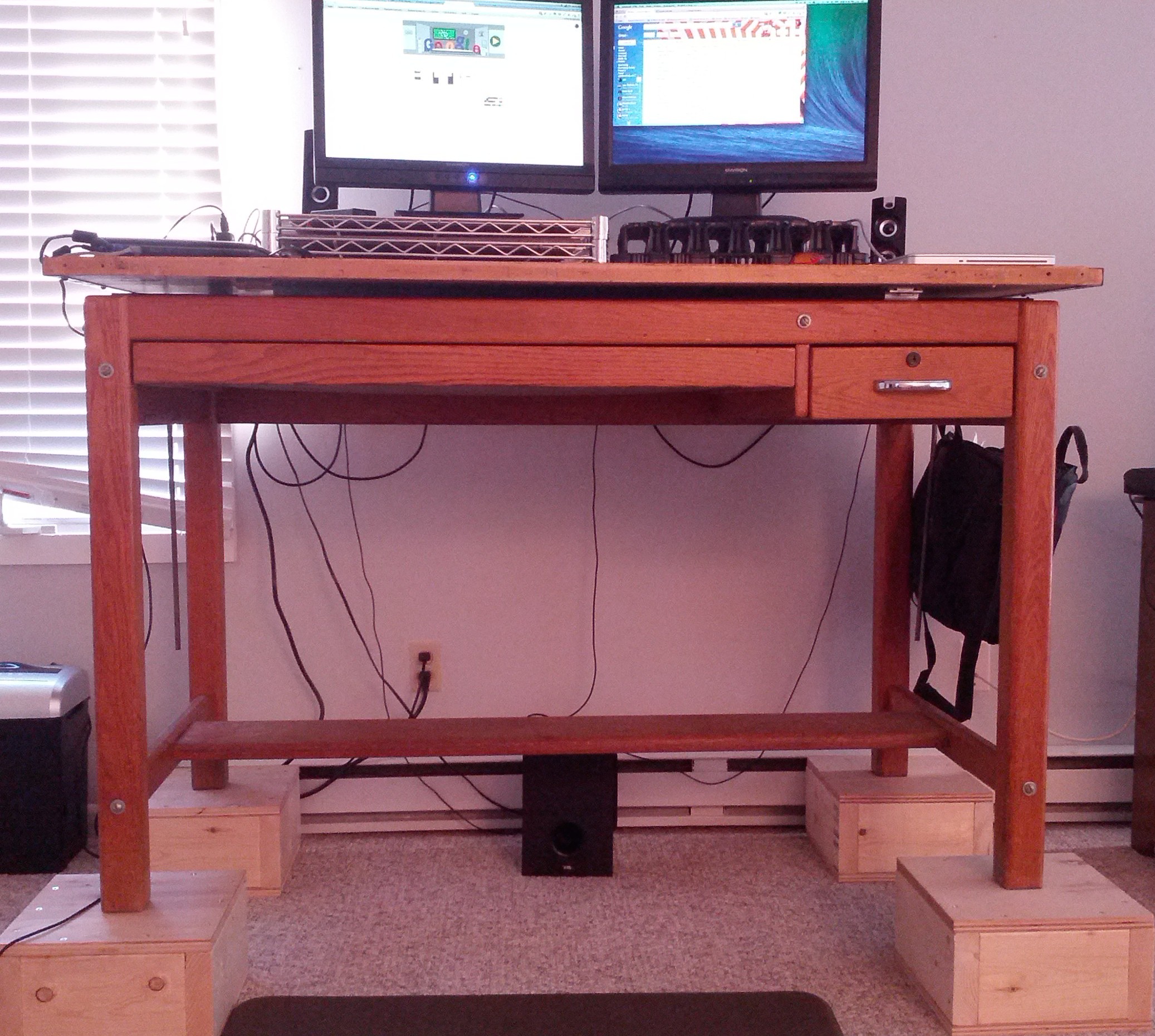 Desk with boxes